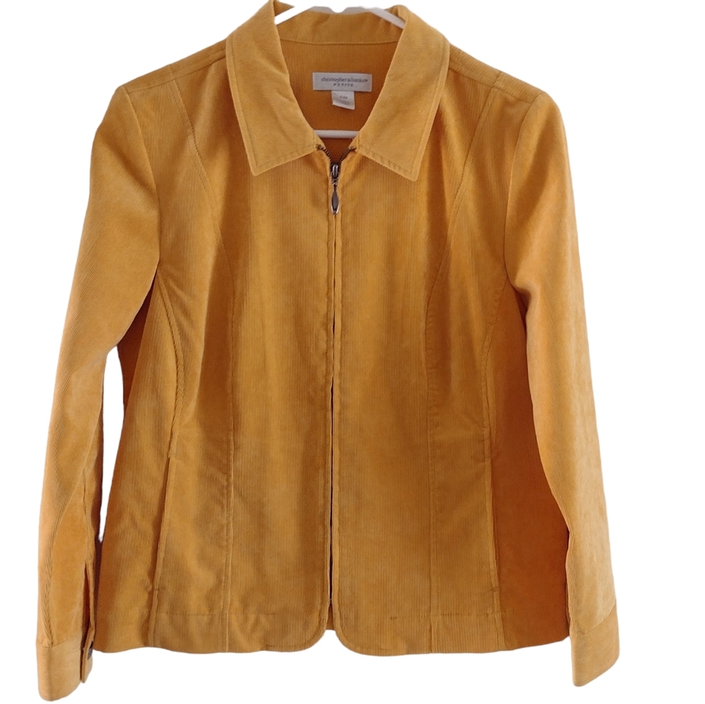 Christopher & banks petite medium m/p sunflower yellow zip corduroy jack… - Picture 2 of 11